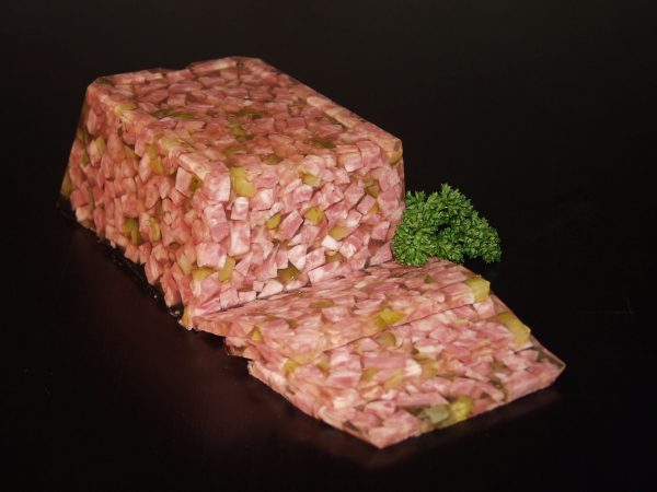 Schweinskopfsülze mit Gurken, Block